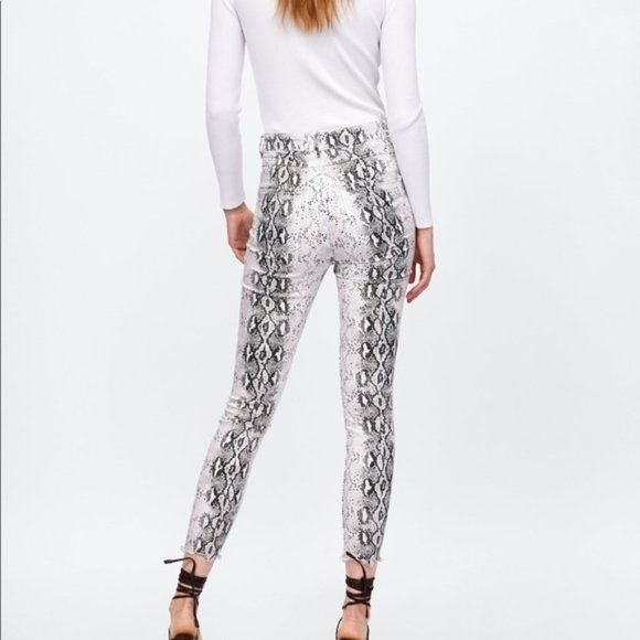 Zara Premium High Waist Snake Print Skinny Jeans - Picture 6 of 7
